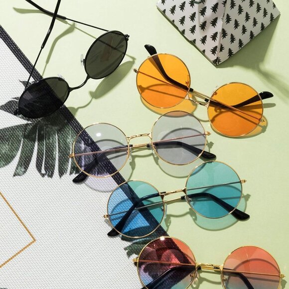 28 Pairs Round Hippie Sunglasses Coloured Disco Glasses 70s Party Accessories - Picture 4 of 7